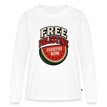 Frieden Palästina Waffenstillstand Wassermelone - Frauen Premium Bio Langarmshirt - Weiß - Vorne - Julia (174cm)