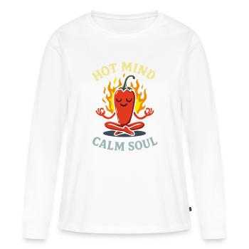 Hot Mind Calm Soul - Conception de bande dessinée Funny Chili - T-shirt manches longues Premium bio Femme - blanc - Devant - Julia (174cm)