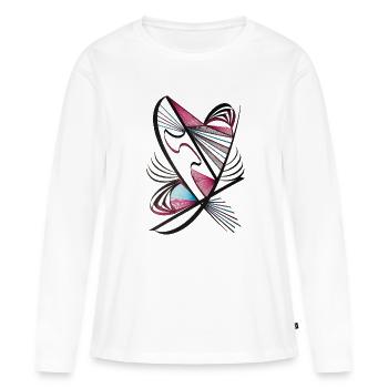 Heart made of thread art - Women's Premium Organic Long Sleeve Shirt - white - Front - Julia (174cm)