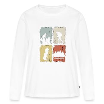 Vier Panel Silhouette Grunge - Frauen Premium Bio Langarmshirt - Weiß - Vorne - Julia (174cm)