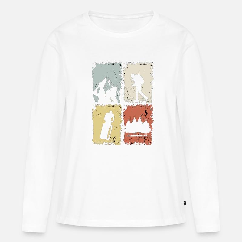 Vier Panel Silhouette Grunge - Frauen Premium Bio Langarmshirt - Weiß