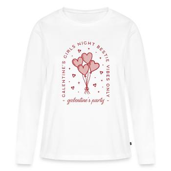 Soirée des amis de la fête des Galentines, soirée filles de la Saint-Valentin - T-shirt manches longues Premium bio Femme - blanc - Devant - Julia (174cm)