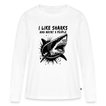 Un requin silencieux mais mortel et sarcastique. - T-shirt manches longues Premium bio Femme - blanc - Devant - Julia (174cm)