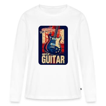 Geh vom Bildschirm und spiel Gitarre - Frauen Premium Bio Langarmshirt - Weiß - Vorne - Julia (174cm)