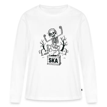 Squelette ska dansant dans le cimetière - T-shirt manches longues Premium bio Femme - blanc - Devant - Julia (174cm)