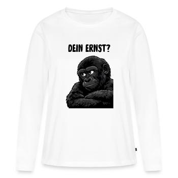 Affe mit skeptischem Blick - dein ernst? - Frauen Premium Bio Langarmshirt - Weiß - Vorne - Julia (174cm)