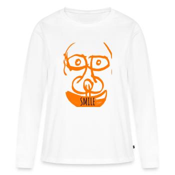 Sourire Orange Doodle - T-shirt manches longues Premium bio Femme - blanc - Devant - Julia (174cm)