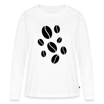 Chute des grains de café - T-shirt manches longues Premium bio Femme - blanc - Devant - Julia (174cm)