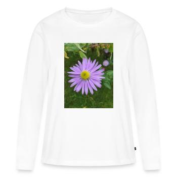 fleur pourpre - T-shirt manches longues Premium bio Femme - blanc - Devant - Julia (174cm)