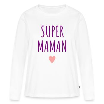 Super Maman Coeur - T-shirt manches longues Premium bio Femme - blanc - Devant - Julia (174cm)