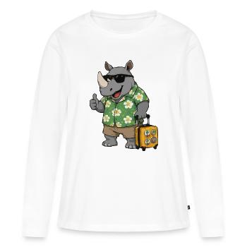 Rhinocéros hawaïen avec étui - T-shirt manches longues Premium bio Femme - blanc - Devant - Julia (174cm)