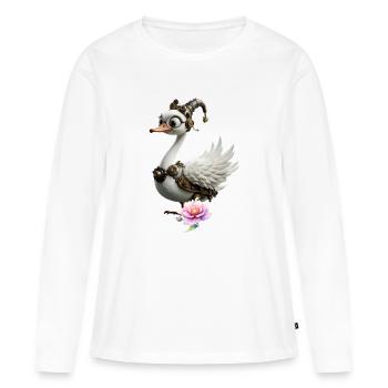Floral Steampunk Duck - Women's Premium Organic Long Sleeve Shirt - white - Front - Julia (174cm)