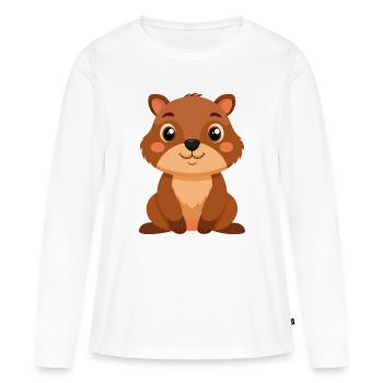 Bébé castor - T-shirt manches longues Premium bio Femme - blanc - Devant - Julia (174cm)