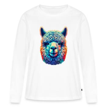 Alpaka - Frauen Premium Bio Langarmshirt - Weiß - Vorne - Julia (174cm)