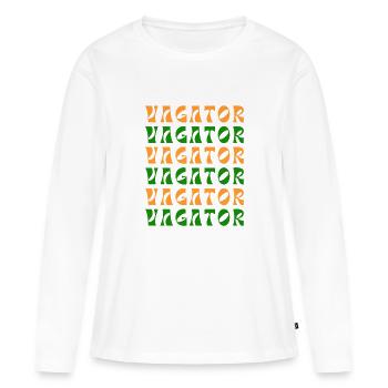 Motif rétro indien Vagator - T-shirt manches longues Premium bio Femme - blanc - Devant - Julia (174cm)