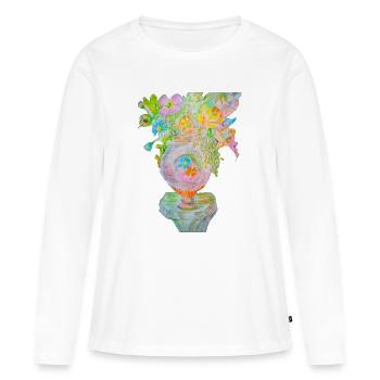 Vase a fleures - T-shirt manches longues Premium bio Femme - blanc - Devant - Julia (174cm)