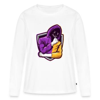 Masque gamer Sweat à capuche E-Sport Design - T-shirt manches longues Premium bio Femme - blanc - Devant - Julia (174cm)