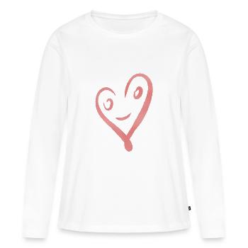 Dessin rouge en spirale - T-shirt manches longues Premium bio Femme - blanc - Devant - Julia (174cm)