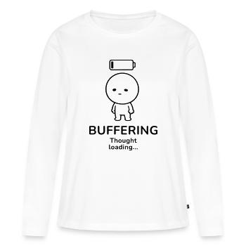 Tampon – Chargement de pensées | Humeur de surpensatrice - T-shirt manches longues Premium bio Femme - blanc - Devant - Julia (174cm)