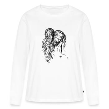 Dessin de lignes capillaires avec tatouage Hope - T-shirt manches longues Premium bio Femme - blanc - Devant - Julia (174cm)