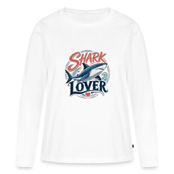 Shark Lover - T-Shirt for Shark Fans - Women's Premium Organic Long Sleeve Shirt - white - Front - Julia (174cm)