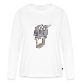 Skull with hand - Women's Premium Organic Long Sleeve Shirt - white - Front - Julia (174cm)