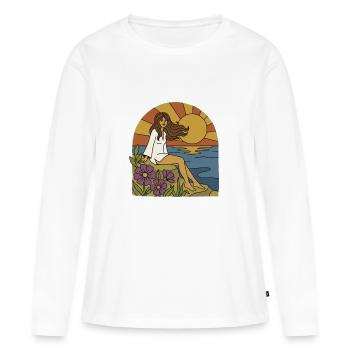 Woman by the sea at sunset - Women's Premium Organic Long Sleeve Shirt - white - Front - Julia (174cm)