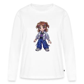 Stargirl in einer glänzenden Bomberjacke - Frauen Premium Bio Langarmshirt - Weiß - Vorne - Julia (174cm)