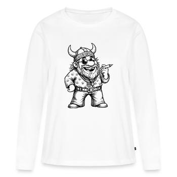 Lustiger Hippie-Wikinger: Niedlicher Retro-Vatertag - Frauen Premium Bio Langarmshirt - Weiß - Vorne - Julia (174cm)