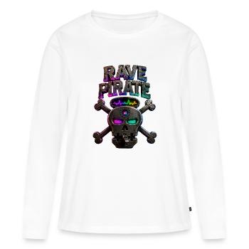 Crâne de néon pirate rave - T-shirt manches longues Premium bio Femme - blanc - Devant - Julia (174cm)
