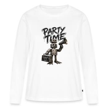 Robot Party Time - T-shirt manches longues Premium bio Femme - blanc - Devant - Julia (174cm)