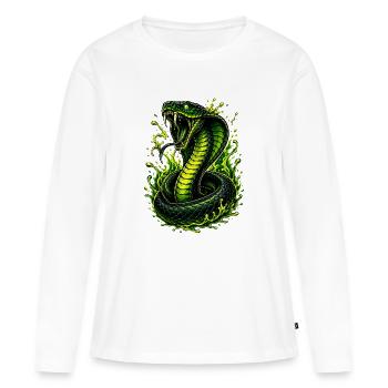 Serpent Flamme Cobra Néon - T-shirt manches longues Premium bio Femme - blanc - Devant - Julia (174cm)