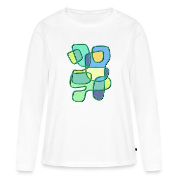 Patchwork Colour Play Contour Art - T-shirt manches longues Premium bio Femme - blanc - Devant - Julia (174cm)