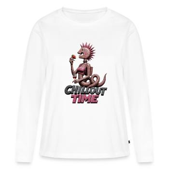Démon de la Pierre du Temps Chillout - T-shirt manches longues Premium bio Femme - blanc - Devant - Julia (174cm)
