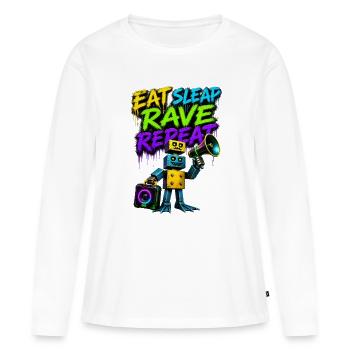 Manger Dormir Rave Répéter Robot Graffiti - T-shirt manches longues Premium bio Femme - blanc - Devant - Julia (174cm)