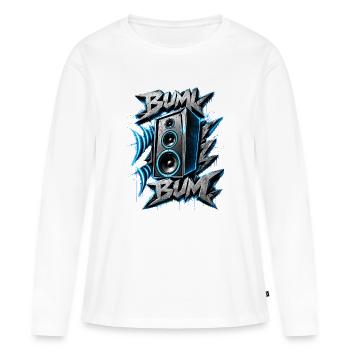 Haut-parleur graffiti à boutière basse - T-shirt manches longues Premium bio Femme - blanc - Devant - Julia (174cm)