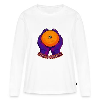 Pop Art Culture des agrumes orange - T-shirt manches longues Premium bio Femme - blanc - Devant - Julia (174cm)