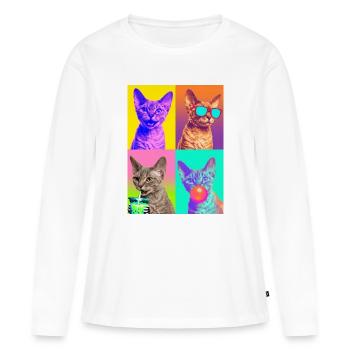Chats Devon Rex Cat - T-shirt manches longues Premium bio Femme - blanc - Devant - Julia (174cm)
