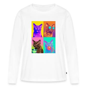 Chats Havana Cat - T-shirt manches longues Premium bio Femme - blanc - Devant - Julia (174cm)