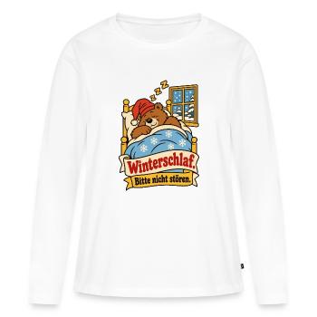 Winterschlaf Bitte nicht stören - Frauen Premium Bio Langarmshirt - Weiß - Vorne - Julia (174cm)