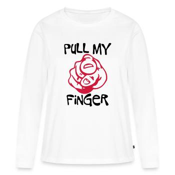 Pull my Finger | you | hand - T-shirt manches longues Premium bio Femme - blanc - Devant - Julia (174cm)
