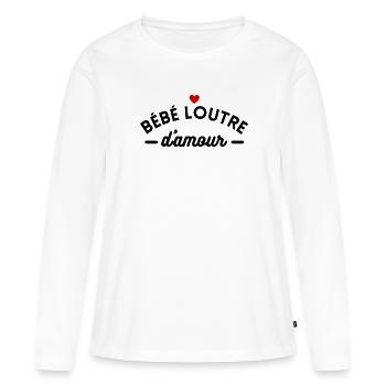 bébé loutre d'amour coeur - T-shirt manches longues Premium bio Femme - blanc - Devant - Julia (174cm)