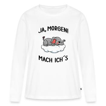 Elefant chillt Mittagsschlaf Pausemodus Feierabend - Frauen Premium Bio Langarmshirt - Weiß - Vorne - Julia (174cm)