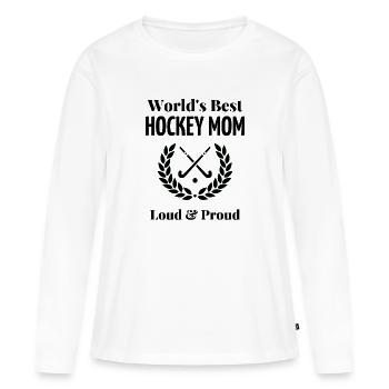La meilleure maman de hockey au monde - T-shirt manches longues Premium bio Femme - blanc - Devant - Julia (174cm)