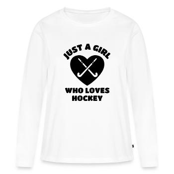 Juste une fille qui aime le hockey. - T-shirt manches longues Premium bio Femme - blanc - Devant - Julia (174cm)