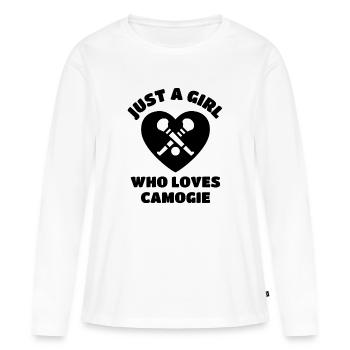 Just a girl who loves camogie. - Women's Premium Organic Long Sleeve Shirt - white - Front - Julia (174cm)