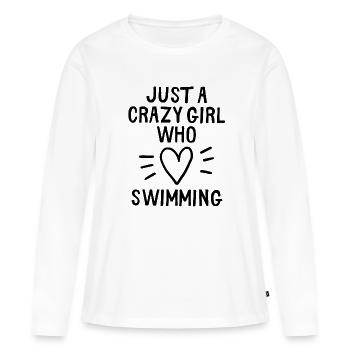 Juste une fille folle qui aime nager. - T-shirt manches longues Premium bio Femme - blanc - Devant - Julia (174cm)