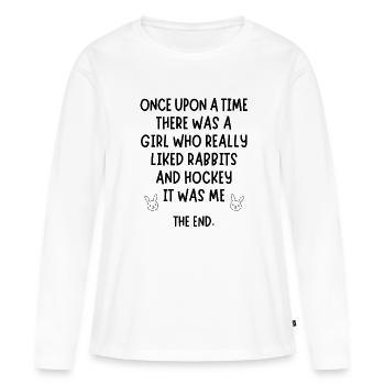 A girl who really liked Hockey and rabbits. - Women's Premium Organic Long Sleeve Shirt - white - Front - Julia (174cm)