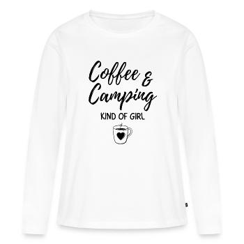 Café et camping genre de fille. - T-shirt manches longues Premium bio Femme - blanc - Devant - Julia (174cm)
