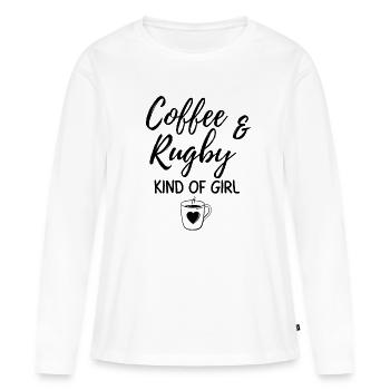 Café et rugby genre de fille. - T-shirt manches longues Premium bio Femme - blanc - Devant - Julia (174cm)